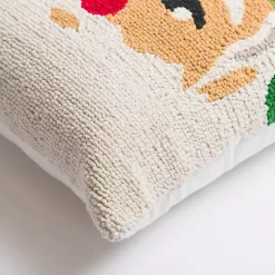 Vintage Jolly Santa Hooked Christmas Pillow