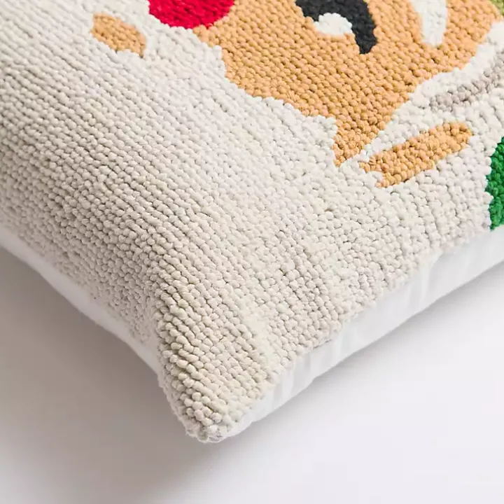 Vintage Jolly Santa Hooked Christmas Pillow