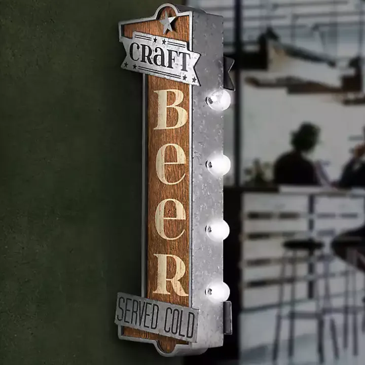 Vintage LED Metal Craft Beer Bar Marquee Plaque