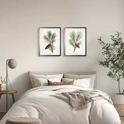 Vintage Pine Leaves Framed Art Prints, Set of 2