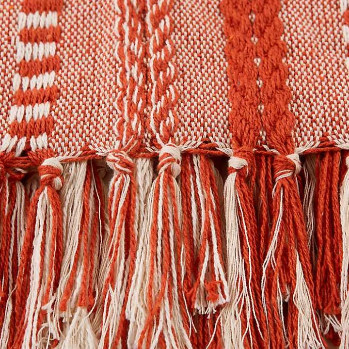 Vintage Red Braided Fringe Throw