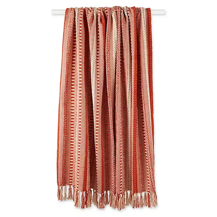 Vintage Red Braided Fringe Throw