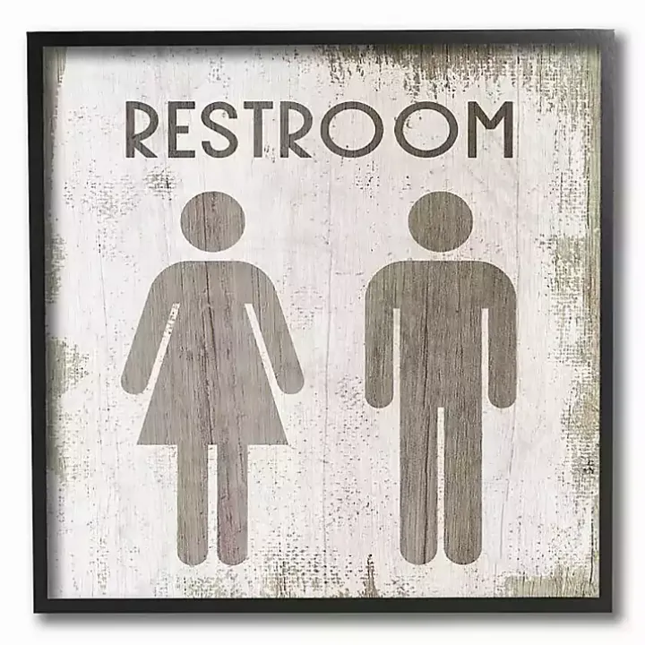 Vintage Restroom Sign Framed Wall Plaque
