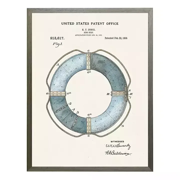 Vintage Ring Bouy Patent Framed Art Print