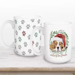 Waiting for Santa Paws Mugs, Set of 2