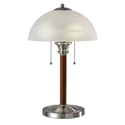 Walnut Alabaster Frosted Glass Table Lamp