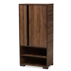 Walnut Brown Asymmetrical Shoe Storage Cabinet