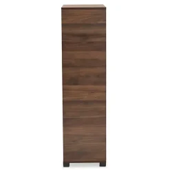 Walnut Brown Asymmetrical Shoe Storage Cabinet