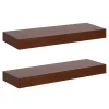 Walnut Brown Floating Shelves, Set of 2