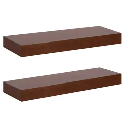 Walnut Brown Floating Shelves, Set of 2