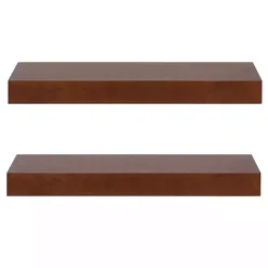 Walnut Brown Floating Shelves, Set of 2