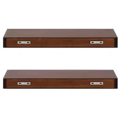 Walnut Brown Floating Shelves, Set of 2