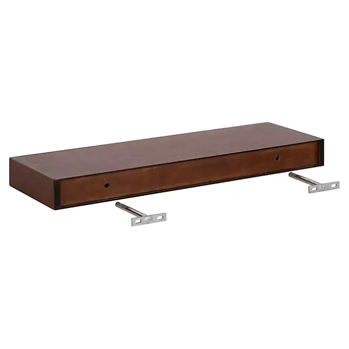 Walnut Brown Floating Shelves, Set of 2