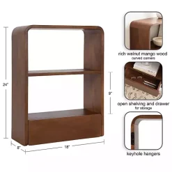 Walnut Brown Kato Single Drawer Wall Shelf