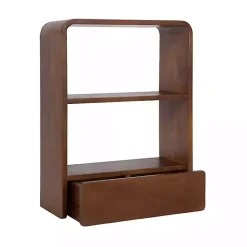 Walnut Brown Kato Single Drawer Wall Shelf