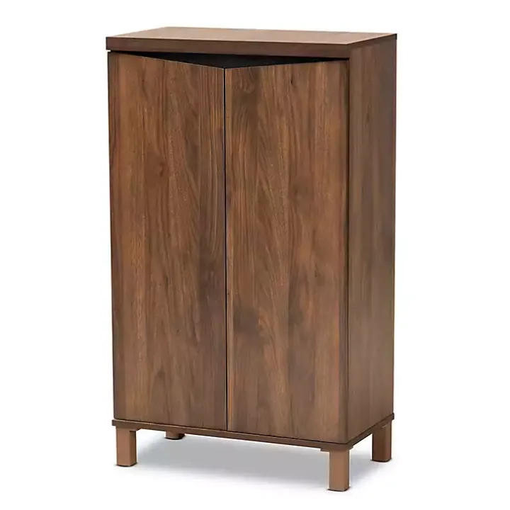Walnut Brown Slim Shoe Storage Cabinet