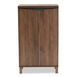 Walnut Brown Slim Shoe Storage Cabinet