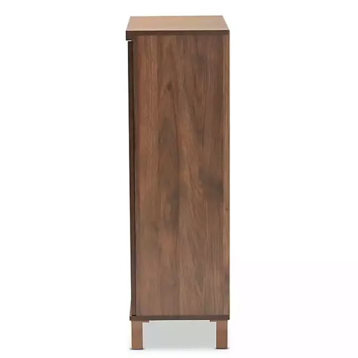 Walnut Brown Slim Shoe Storage Cabinet