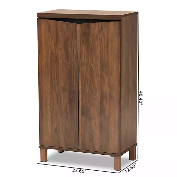 Walnut Brown Slim Shoe Storage Cabinet