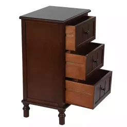Walnut 3-Drawer Winne Accent Table