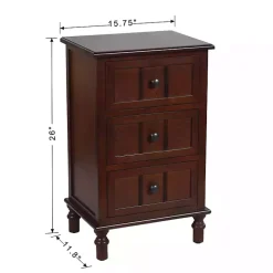 Walnut 3-Drawer Winne Accent Table