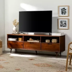 Walnut 3-Drawer Wood TV Stand