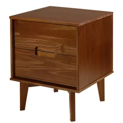 Walnut Mid-Century Modern 2-Drawer Nightstand