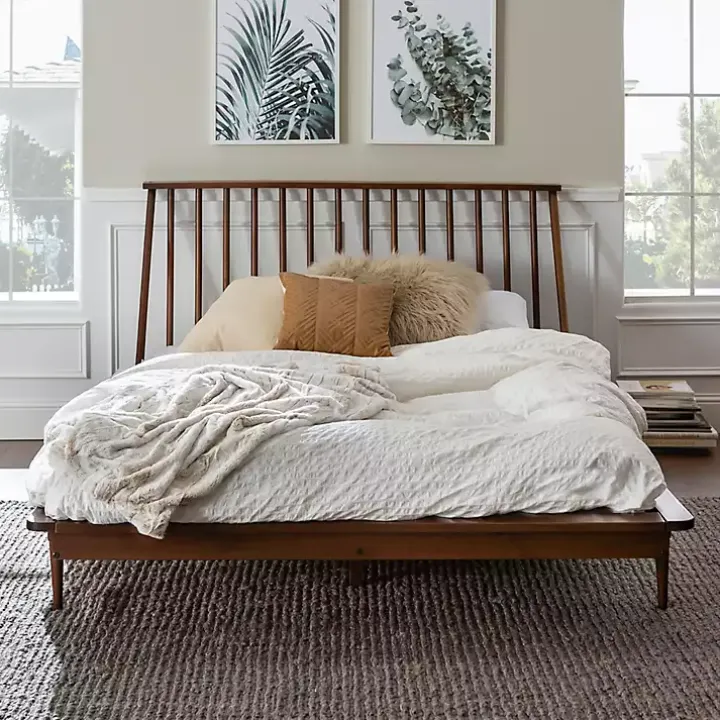 Walnut Mid-Century Modern Queen Bed Frame