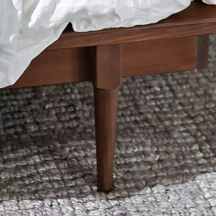 Walnut Mid-Century Modern Queen Bed Frame