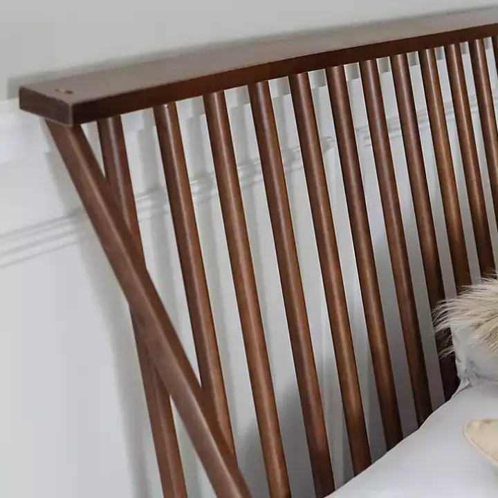 Walnut Mid-Century Modern Queen Bed Frame