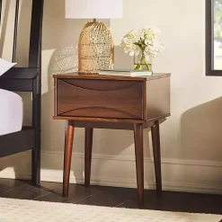 Walnut Mid-Century Modern Nightstand