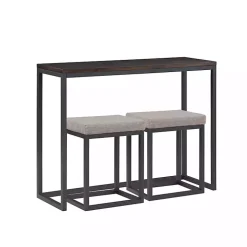 Walnut Nesting Counter Table and Stools, Set of 3