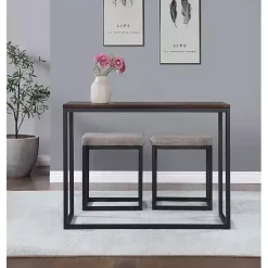 Walnut Nesting Counter Table and Stools, Set of 3