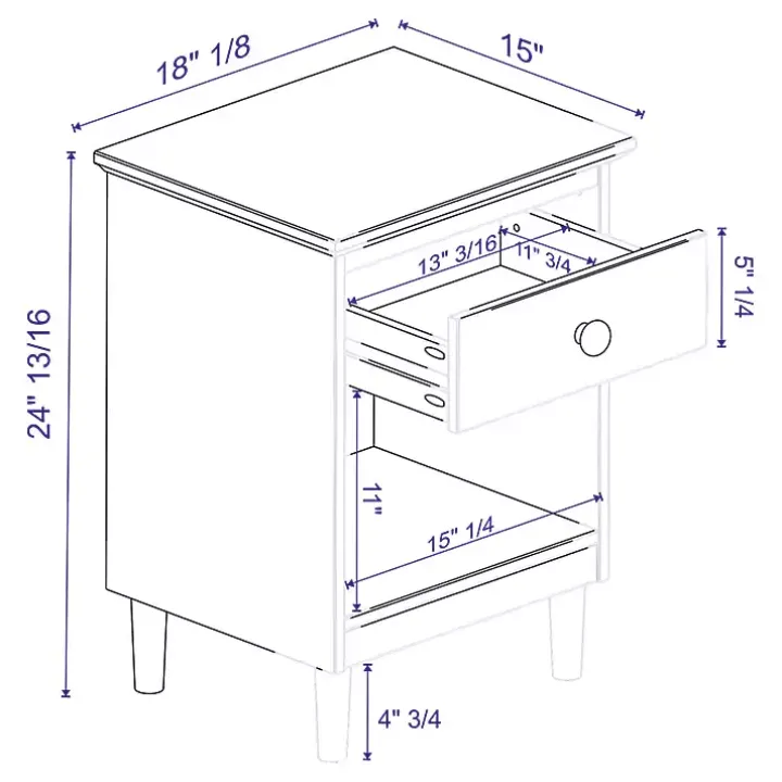 Walnut One-Drawer Wood Nightstand