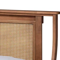 Walnut Rattan Swooping Queen Platform Bed