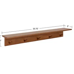 Walnut Wood Alia Shelf with Hooks