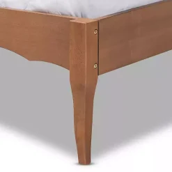 Walnut Wood and Rattan King Bed Frame