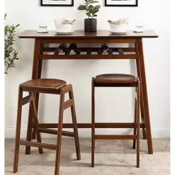 Walnut Wood Backless Bar Stool
