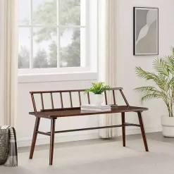 Walnut Wood Low Back Spindle Bench