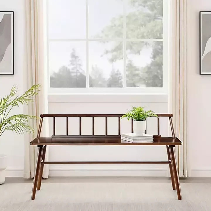 Walnut Wood Low Back Spindle Bench