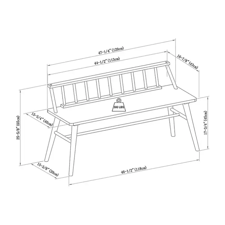 Walnut Wood Low Back Spindle Bench