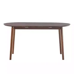 Walnut Wood Oval Dining Table with Leaf