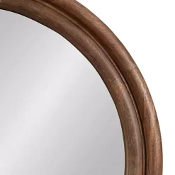 Walnut Wood Ribbed Round Wall Mirror