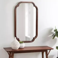 Walnut Wood Scallop Wall Mirror