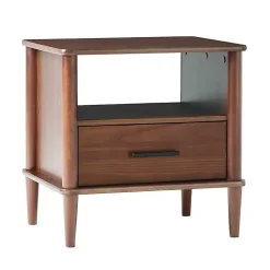Walnut Wood Spindle Leg Nightstand