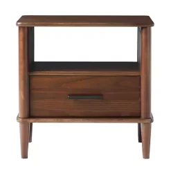 Walnut Wood Spindle Leg Nightstand
