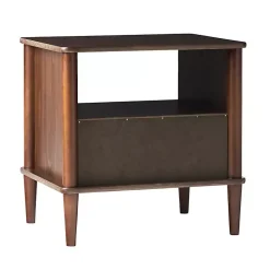 Walnut Wood Spindle Leg Nightstand