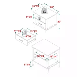 Walnut Wood Spindle Leg Nightstand