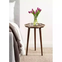 Walnut Wood Wavy Accent Table