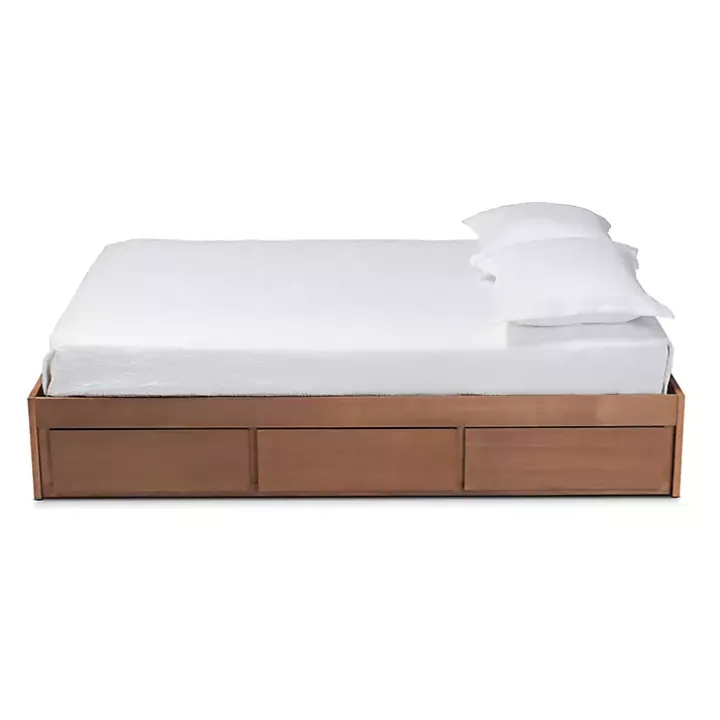 Walnut Wooden 3-Drawer Platform Bed
